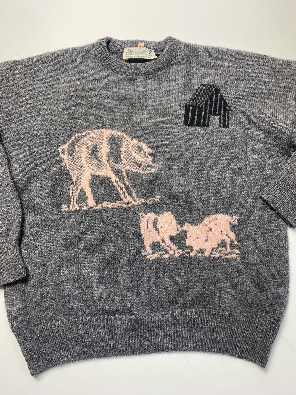 Vintage Wool Pig and Barn Sweater Made in USA